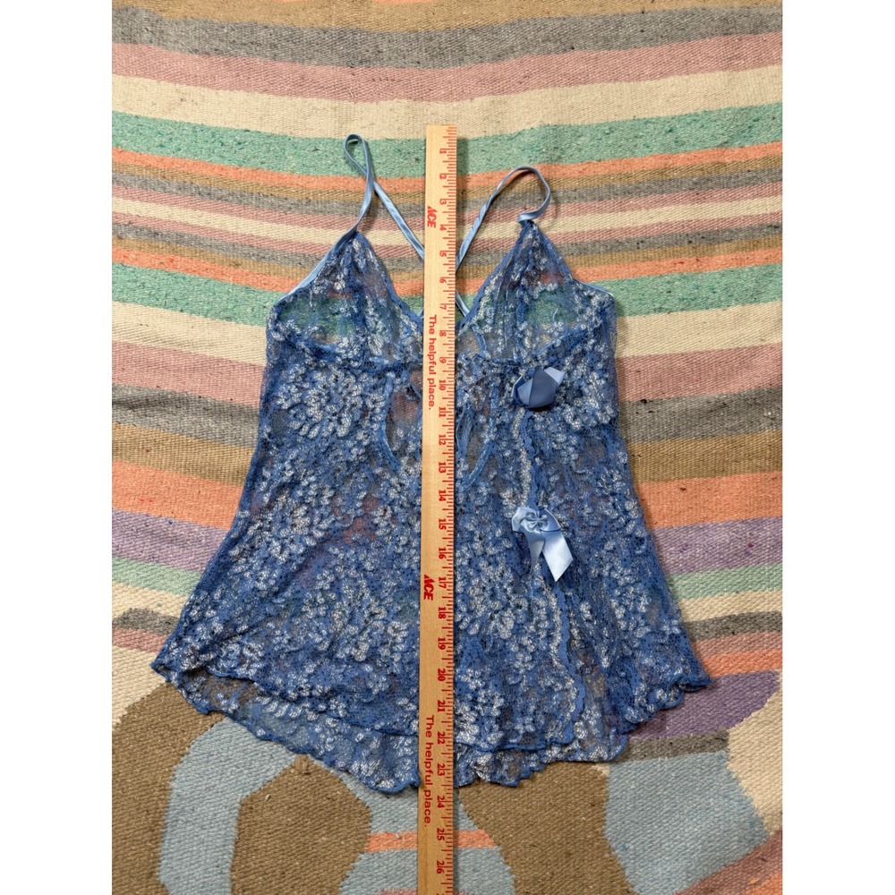 Shirley of Hollywood Vintage Blue Sheer Lace Cami Size Medium‎ - Picture 4 of 6
